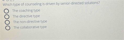 Which Type of Counseling Is Driven By Senior-Directed Solutions?